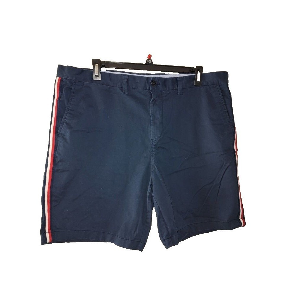 Vtg Men's Tommy Hilfiger Logo Tape Navy Blue Chino Shorts Size 42